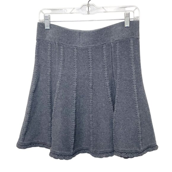 CAbi Gray A Line Cable Knit Sweater Mini Skirt Womens Size Small Pleated Pull On - Picture 2 of 8